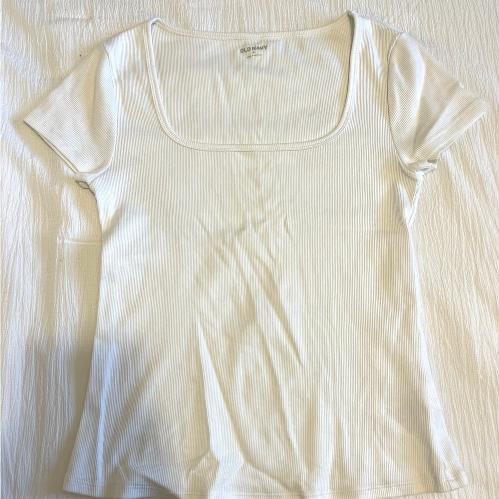White ribbed short sleeve
